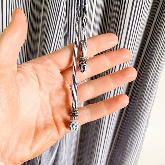 Angie Navy Striped Wide Leg Beach Pants - Picture 4 of 7